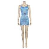 Movie Barbie 2023 Gloria Blue Polka Dot Skirt Outfits Cosplay Costume Halloween Carnival Suit